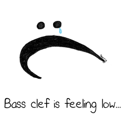 Bass Clef is Feeling Low - Funny Music Cartoon by Hannah Sterry