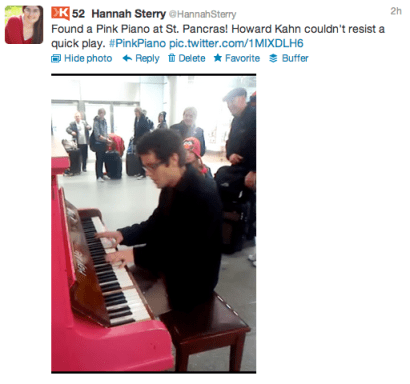 Pink Piano at St Pancras International Station, London. Played by Howard Kahn.