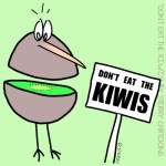 Don’t Eat The Kiwis: Amusing t-shirt design. Funny cartoon featuring a worried kiwi bird standing next to a sign that reads “Don’t Eat The Kiwis”! Would make an ideal gift for anyone who loves comics, wildlife or amusing t-shirts. Designed by Hannah Sterry.
