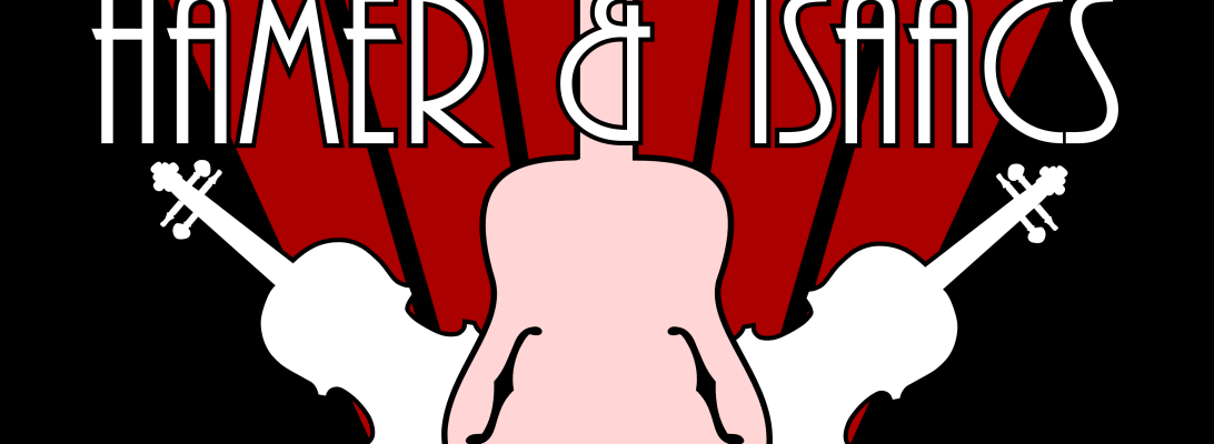 Hamer & Isaacs logo by Hannah Sterry. Hamer & Isaacs play volcanic, swinging gypsy jazz. Whilst portraying the influence of Django Reinhardt and the Hot Club of France, the unique addition of Rosie Corlett's soaring, flaming vocals is guarenteed to turn the thermostat up a notch. Rich Hamer (lead guitar) provides cut, thrust, panache and inspiration, and Mel Brindle Scullion (swing violin) utilises her impeccable classical pedigree to lend virtuosity to the flair of her improvisation. Julian Isaacs (rhythm guitar), a veteran of the gypsy jazz scene for over three decades, and the animated and vivacious lines of Howard Kahn (double bass) provide the driving force that is the rhythm section. Hamer & Isaacs Gypsy Swing Band are available as a guitar duo, an instrumental or vocal trio, or as a full quintet. Set the controls for the heart of swing and witness them for yourselves!