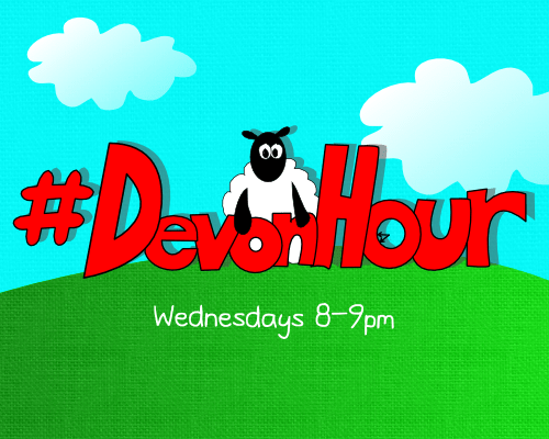 #DevonHour cartoon by Sterry Cartoons. Illustrated by Hannah Sterry. Created for Devon Hour business and networking chat on twitter.